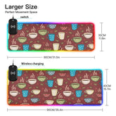 Coffee Mugs Wireless Charging Mouse Pad for Mobile Phone Extra Large Gaming Mousepad with 13 Lighting Modes Mouse Mat for MacBook PC Laptop Desk Office Home Gaming